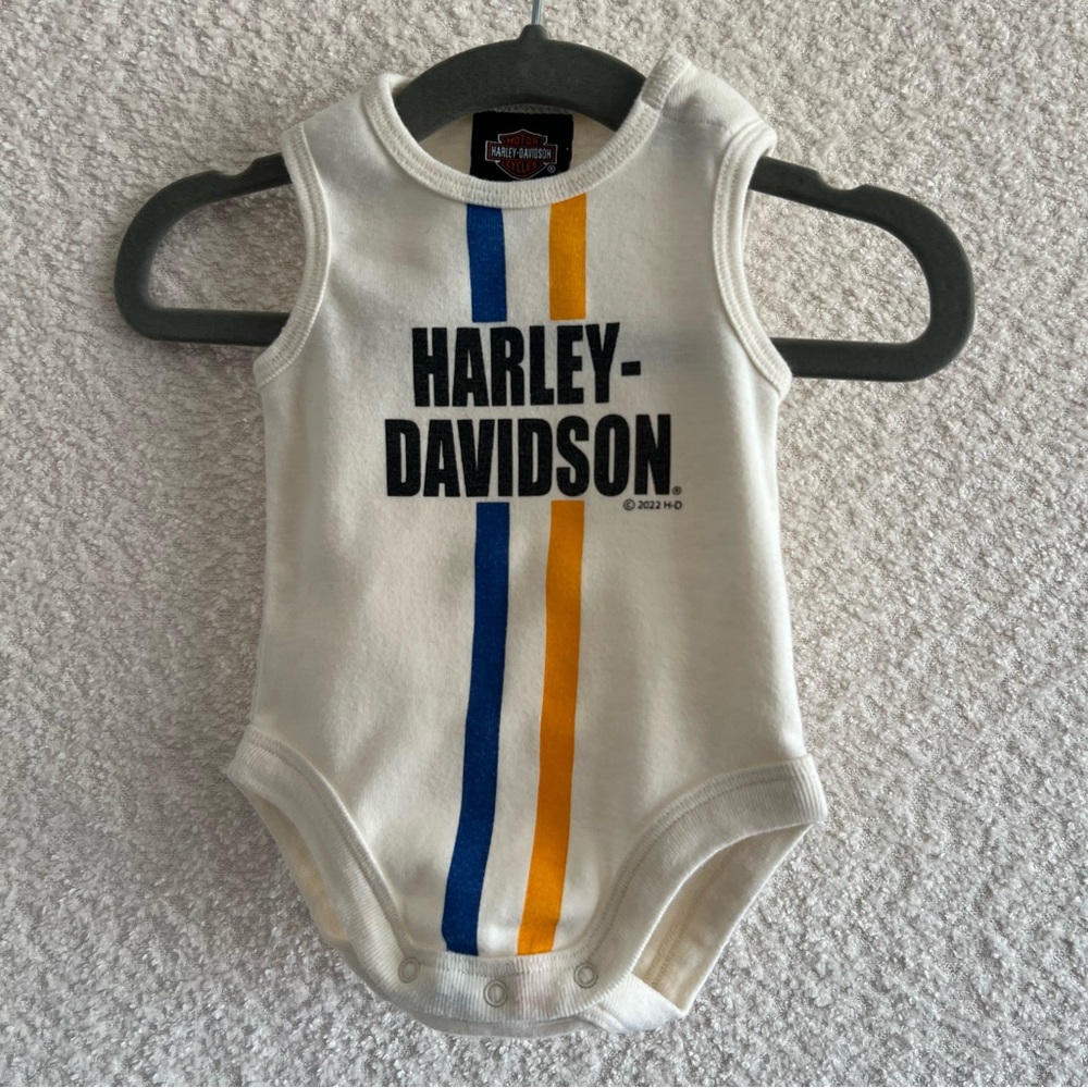 Harley Davidson‎ Baby Infant White Bodysuit Size 0-3 Months